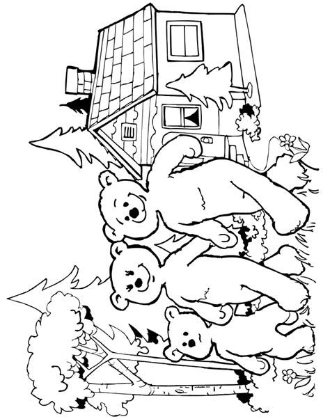 goldilocks coloring page  bears leaving  cottage