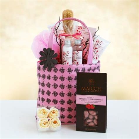 cherry blossom spa surprise gift basket gifts pink gift basket