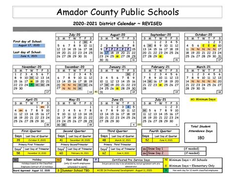 District Calendar Amador High School