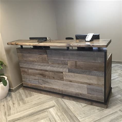 buy  hand crafted barn wood reception desk front counter hostess