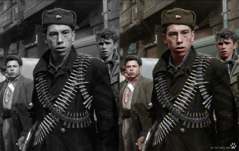 hungarian revolution  budapest resistance fighters colourised