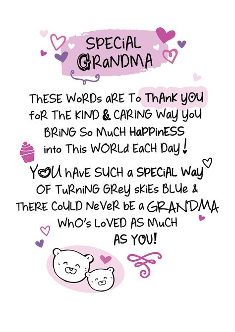special grandma inspired words greeting card blank