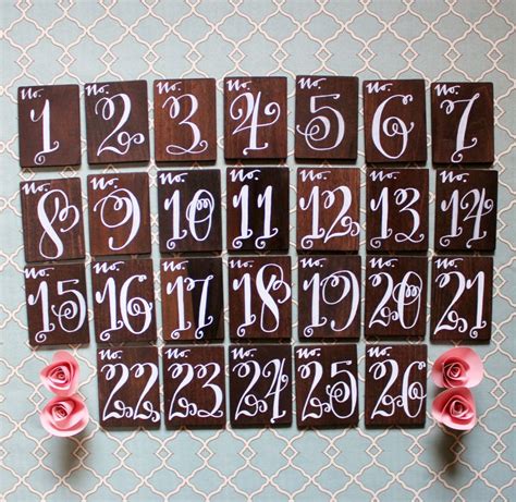 wood table numbers calligraphy wedding table  dreamstate  etsy