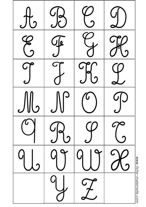 cursive alphabet les lettres majuscules