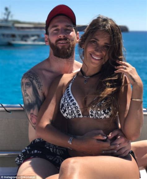 messi and wife to be share snap from spanish holiday daily mail online
