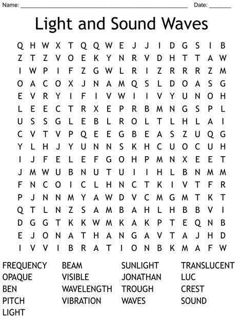 light  sound waves word search wordmint
