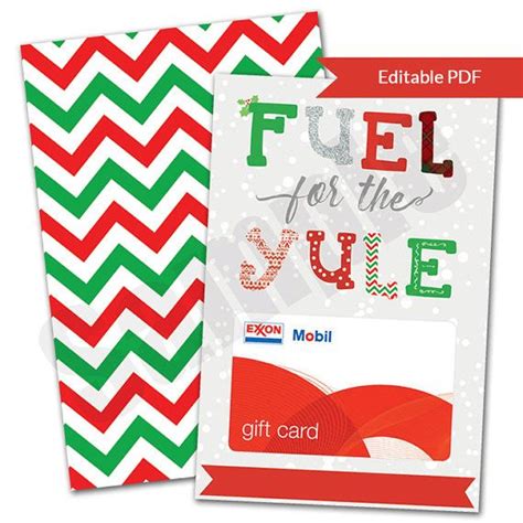 fuel   yule christmas gas gift card holder editable  printable