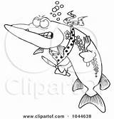 Muskie Pages Coloring Hungry Fish Royalty Outline Illustration Cartoon Rf Clip Toonaday Template sketch template