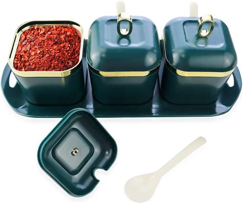 amazoncom hengke  grids seasoning box  tray lid serving spoon canisters pots seasoning