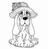 Coloring Basset Dog Pages Hound Kids Adult Colouring Dogs Sad Cats Cute Hat Puppy Printable Printables Color Animal Print Decoplage sketch template