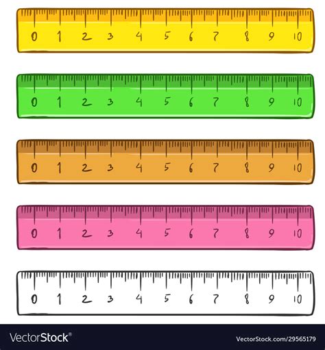 Set Sketch And Cartoon Color Rulers Royalty Free Vector