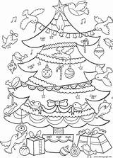 Christmas Coloring Birds D806 Decorating Tree Pages Printable Print sketch template