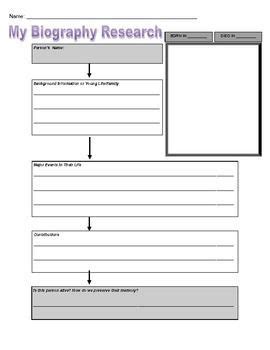 biography research graphic organizer graphic organizers