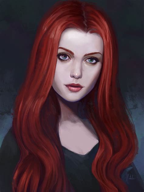 artstation red natalie bernard redhead art fantasy girl fantasy