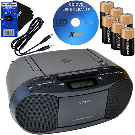 sony portable cd radio cassette player boombox  batteries cleaner aux cable  ebay