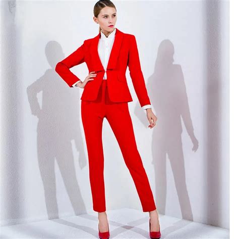 Buy Women Pant Suits Red Work Bussiness Formal Elegant