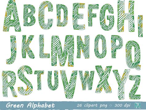 green alphabet clip art images instant  digital file