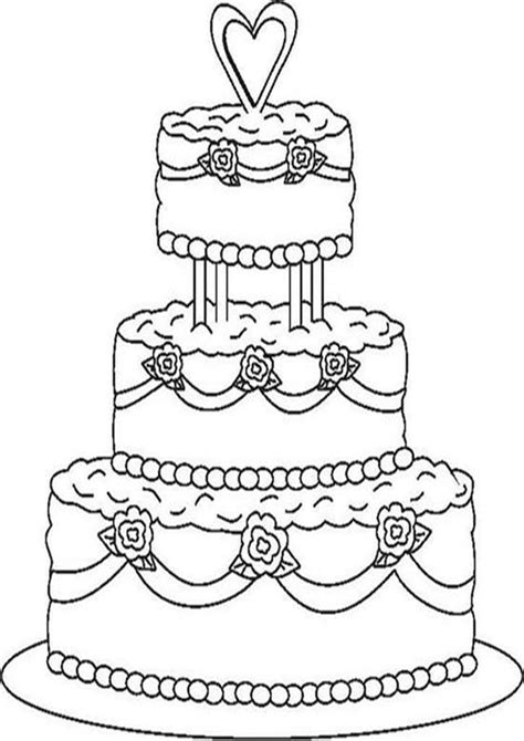 easy  print cake coloring pages wedding coloring pages