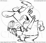 Screaming Phone Man Irate Outlined Illustration Into Royalty Clipart Toonaday Vector Background sketch template