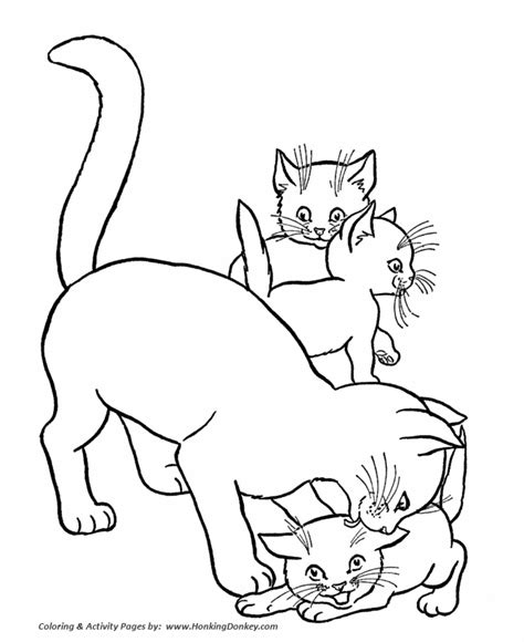 cat coloring pages printable mother cat  kittens coloring page