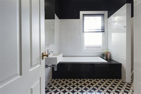 Vintage Curtains And Encaustic Tiles Cool Bathroom