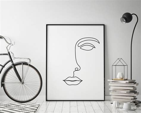 abstract face single  drawing prntable wall art minimalist  art modern wall decor