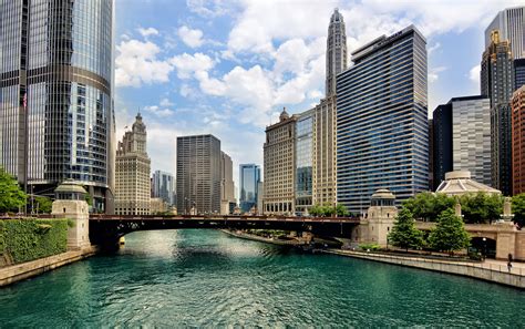 chicago river  skyline  bridge  illinois usa macerich