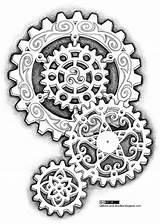 Tattoo Steampunk Gears Drawing Zentangle Gear sketch template