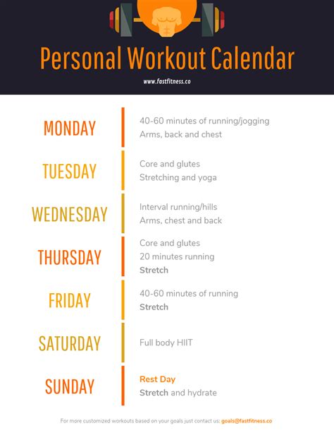 weekly workout schedule venngage