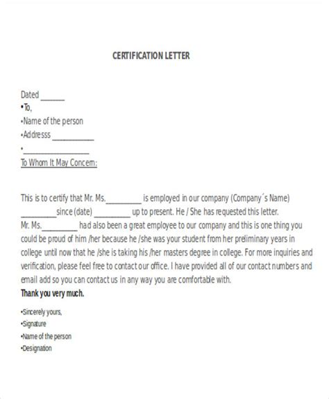 certificate letter certificates templates