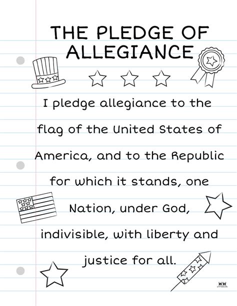 pledge  allegiance words   printables printabulls