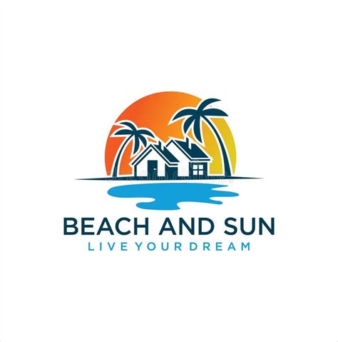 marine property logo design illustration beach house logo design beach real estate logo