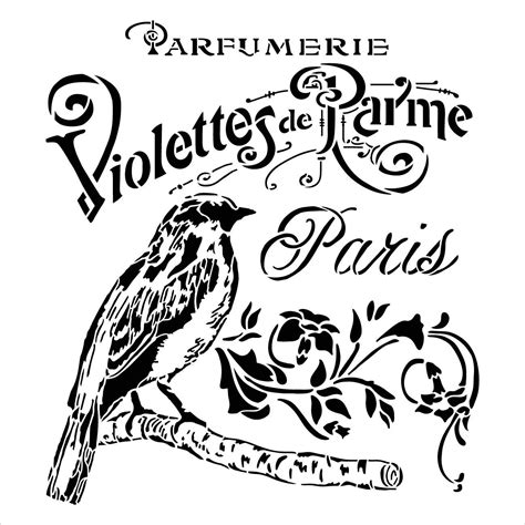 french paris antique bird stencil  flowers  studior diy