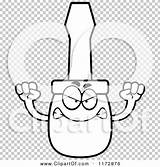 Screwdriver Mascot Mad Outlined Coloring Clipart Vector Cartoon Thoman Cory sketch template