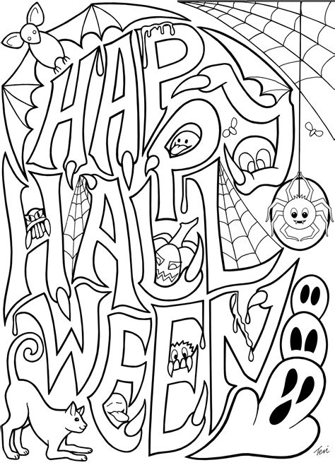 adult coloring book pages happy halloween  blue star coloring