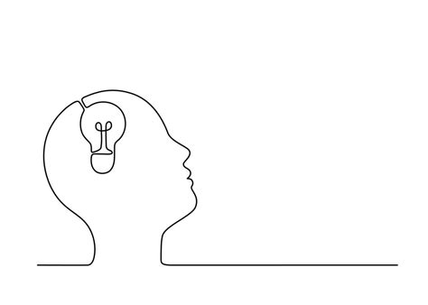 man  brain  imagination idea  lightbulb   head continuous single