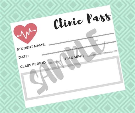 nurses pass clinic pass digital  printable etsy clinic