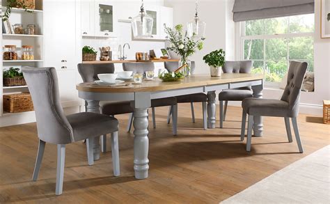 manor oval painted grey  oak extending dining table   bewley