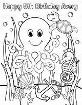 Sea Under Coloring Printable Drawing Pages Ocean Underwater Birthday Colouring Scene Personalized Kids Preschool Animals Clipart Print Pdf Party Worksheet sketch template