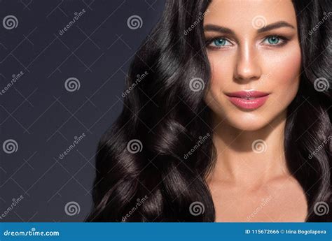 beautiful black hair woman beauty portrait amazing hairstyle fe stock