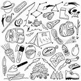 Camping Doodles Coloring Pages Gear Sketch Clipart Vector Illustration Camp Print Equipment Colouring Printable Doodle Color Icons Kids Getcolorings Istockphoto sketch template
