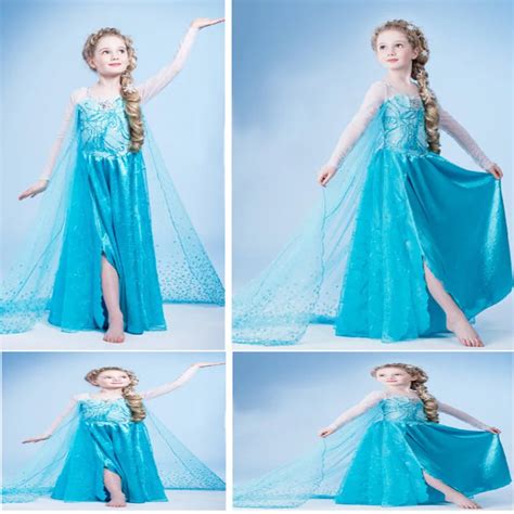 shipping frozen elsa princess dress girl holiday dresses elsa