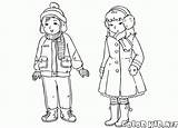 Coloring Winter Clothes Body Pages Children Kids Human Sliding Snowy Hill Popular sketch template