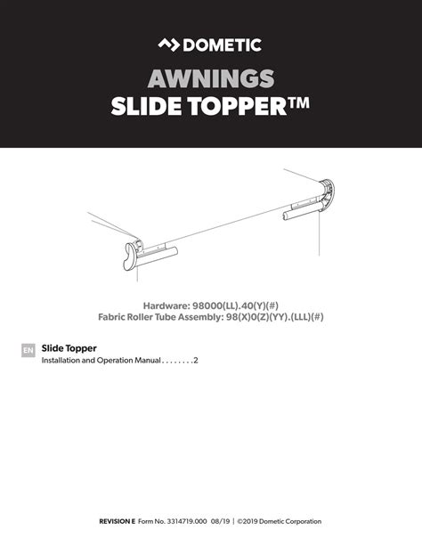 dometic  topper installation  operation manual   manualslib