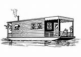 Houseboat Coloring House Colouring Pages Boat Drawing Boats Woonboot Kleurplaat Clipart Houseboats Een Large Color Boot Background Edupics sketch template