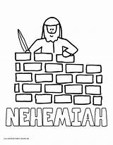 Nehemiah Coloring Wall Bible Builds Kids Crafts Pages School Sheets Sunday Rebuilds Activities Preschool Lessons Rebuilding Walls Color Story Printables sketch template