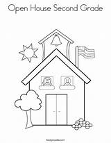 Coloring House Grade Open Second School Kids Print sketch template