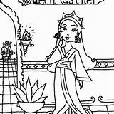 Esther Coloring Queen Crown Flambeau Near sketch template