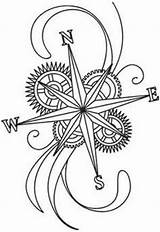 Compass Rose Tattoo Embroidery Drawing Coloring Patterns Pages Nsew Paper Designs Logo Printable Google Tattoos Adult Steampunk Draw Circle Pirate sketch template