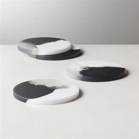 kaine  black white resin coasters